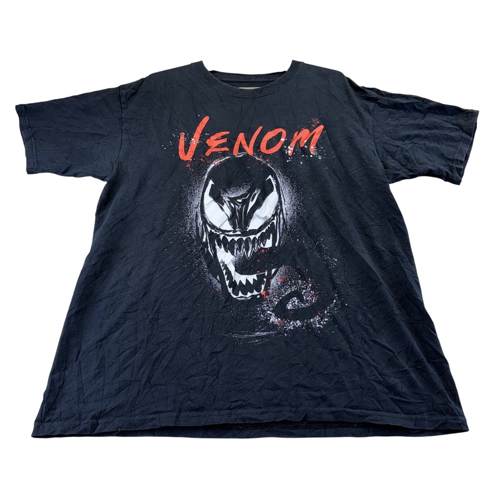 Marvel T-Shirt Mens L Black Venom Graphic Spider-Man C-Life Group Short Sleeve